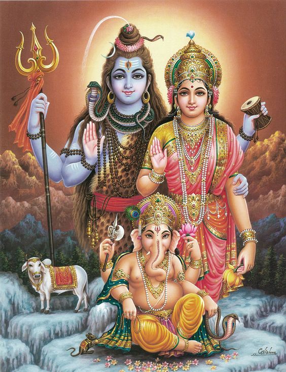 Family of Shiv and Parvati with Ganesh Ji Image