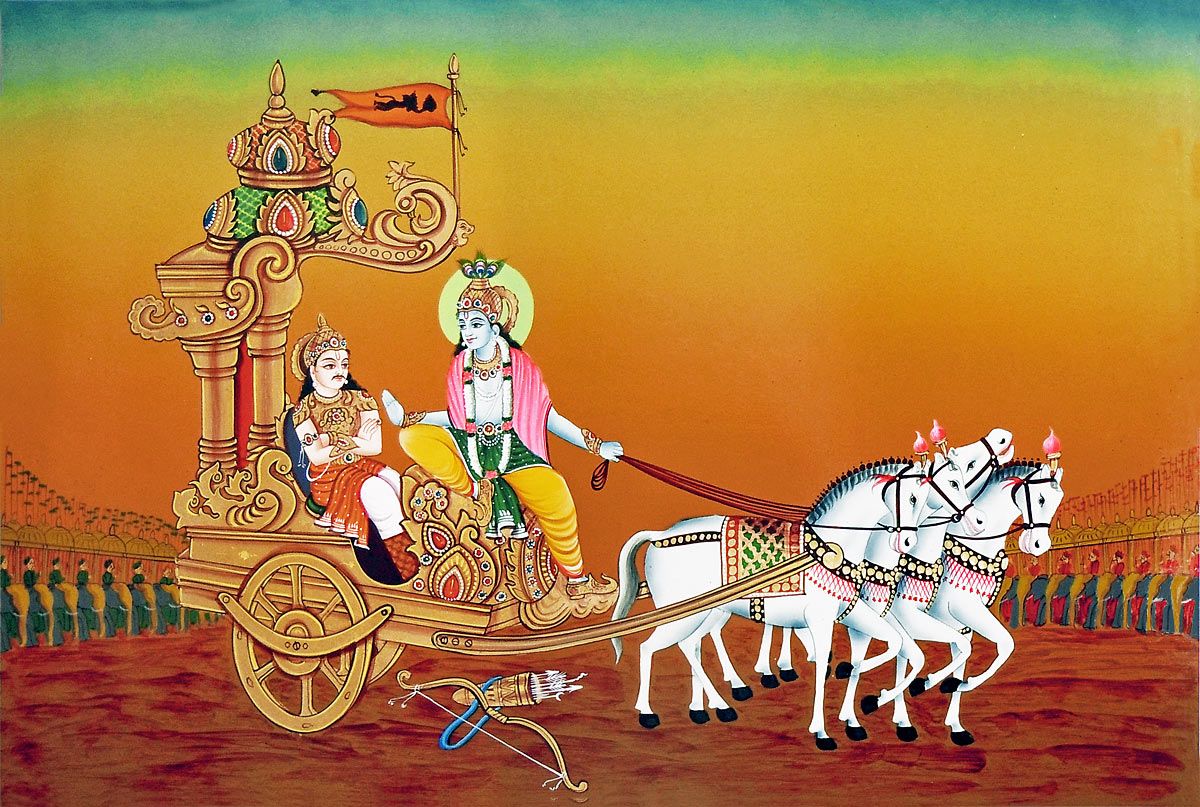 Krishna Arjuna Chariot Painting Pictures