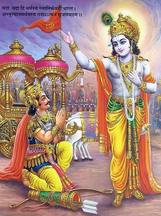 Krishna and Arjuna Images Preaching Geeta to Arjuna during Kurukshetra War
