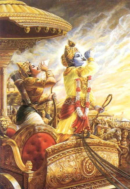 Lord Krishna Driving Chariot of Arjuna in Kurukshetra Photos